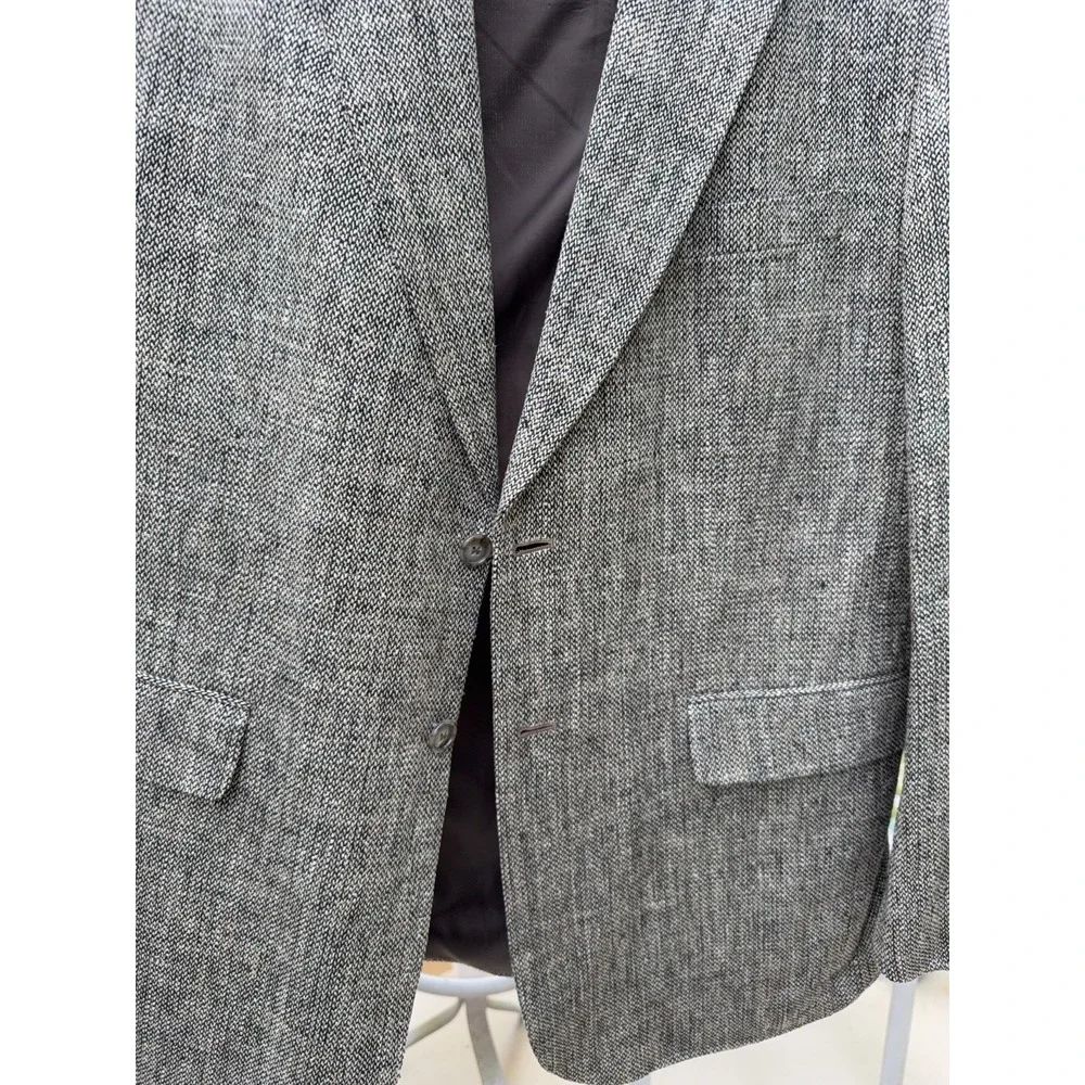 Towncraft Mens 100% Silk Sport Coat Blazer Gray Tweed 2 Button Long.        5284